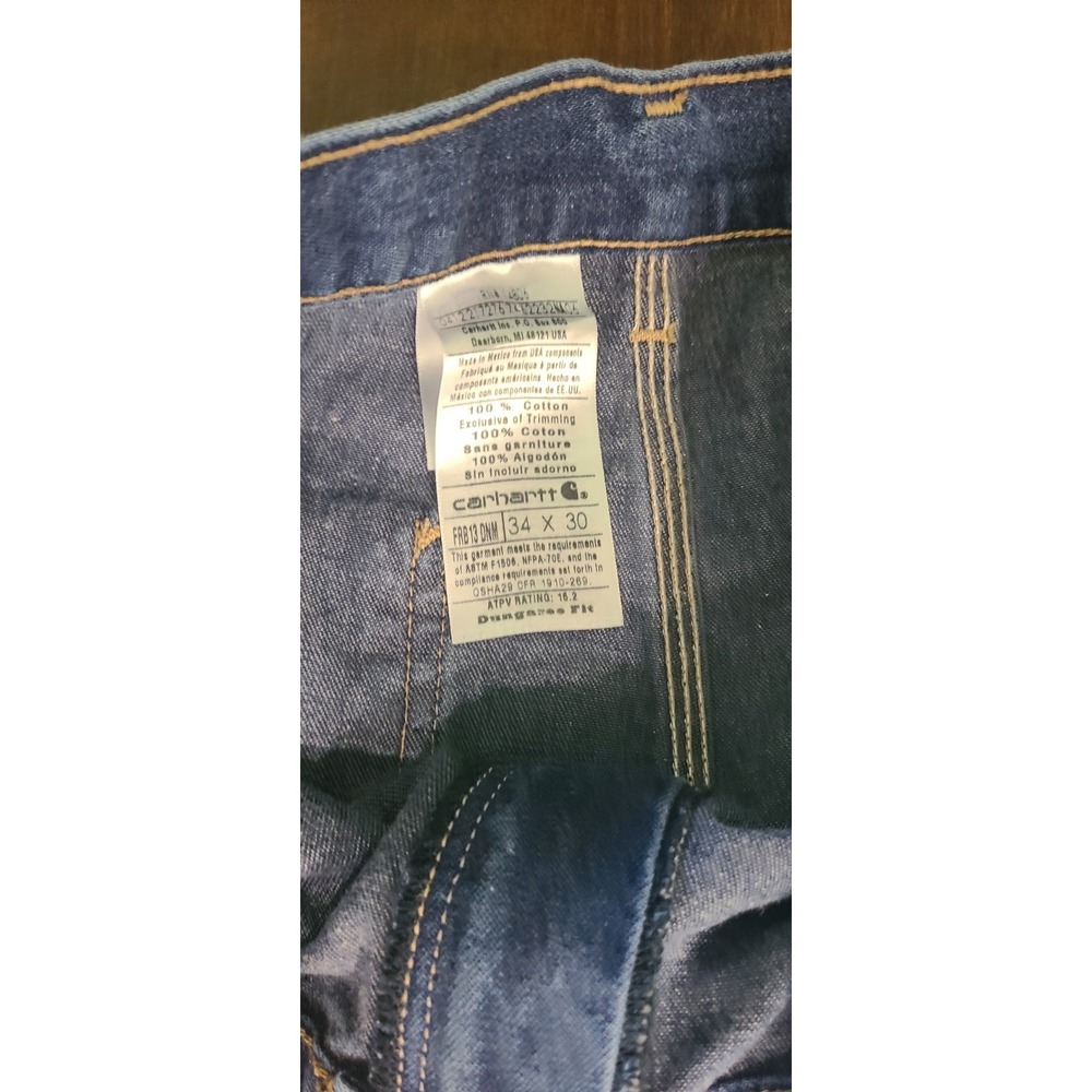 Carhartt FR Jeans Men 34x30 Blue Original Fit Flame Resistant Work - Picture 3 of 7